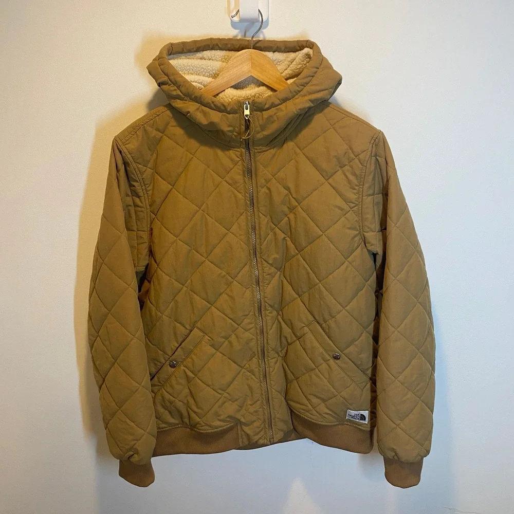 The North Face Cuchillo Sherpa Insulated Full-Zip Hoodie Mens L Brown Excellent
